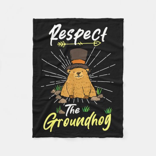 Lustiger Groundhog Day Zitat Respektiere den Groun Fleecedecke (Vorderseite)