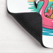 Lustiger Groundhog Hawaiian Flamingo Float Strand Mousepad (Ecke)