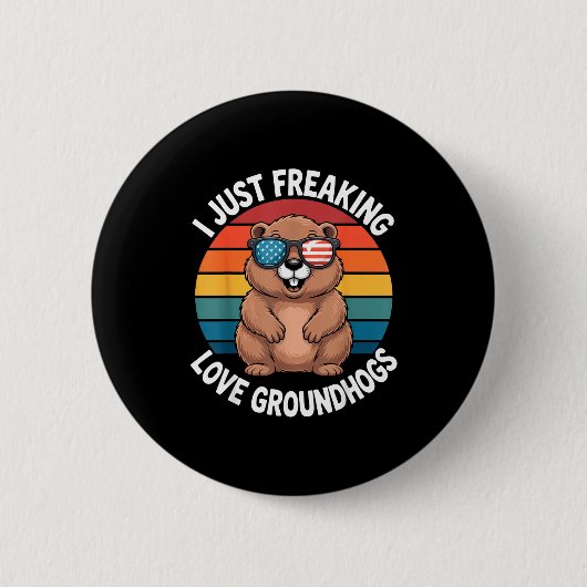 Lustiger Groundhog-Liebhaber-Spruch Ich liebe Grou Button (Vorderseite)