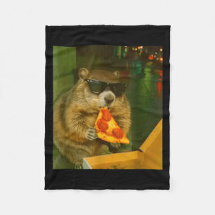 Lustiger Groundhog Woodchuck, der Pizza isst Naget Fleecedecke