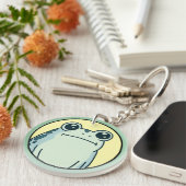 Lustiger grüner Frosch mit Pokerface Schlüsselanhänger (Vorderseite rechts)