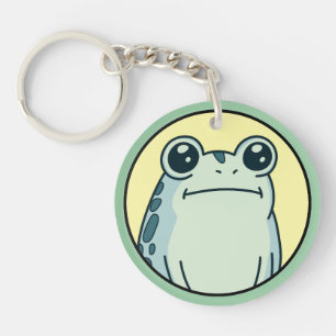 Lustiger grüner Frosch mit Pokerface  Schlüsselanhänger