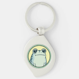 Lustiger grüner Frosch mit Pokerface  Schlüsselanhänger