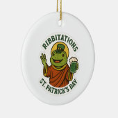 Lustiger grüner Frosch St. Patrick's Day  Keramik Ornament (Rechts)
