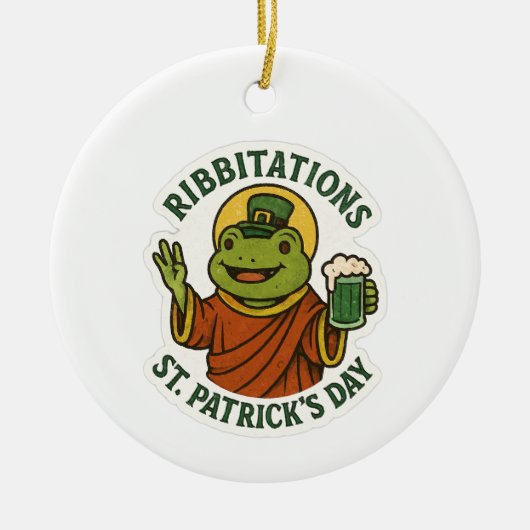 Lustiger grüner Frosch St. Patrick's Day  Keramik Ornament (Vorne)