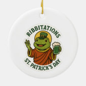 Lustiger grüner Frosch St. Patrick's Day  Keramik Ornament (Hinten)