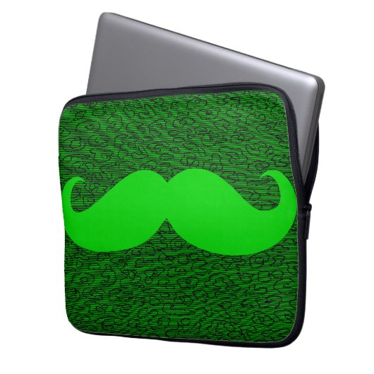 Lustiger grüner Schnurrbart Laptopschutzhülle (Vorderseite Links)