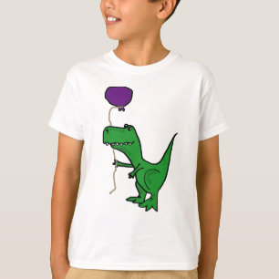 Lustiger grüner Trex Dinosaurier, der Ballon hält T-Shirt