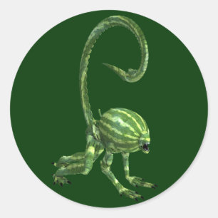 Lustiger grüner Wassermelonen-Monster Runder Aufkleber