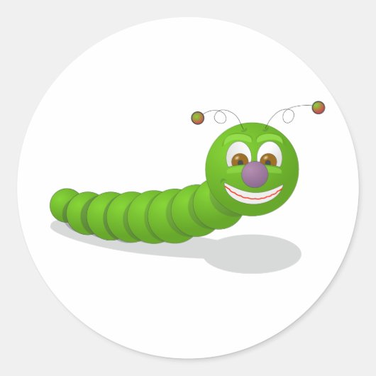 lustiger Grünwurm Runder Aufkleber (Vorderseite)
