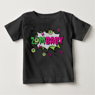 Lustiger gruseliger süßer Zombie-Wortwitz ‚ZomBaby Baby T-shirt