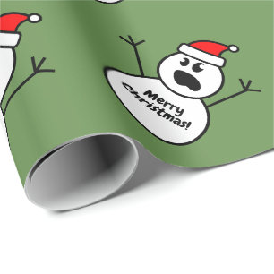Lustiger gruseliger Weihnachtsmann Schneemann Weih Geschenkpapier