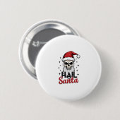 Lustiger Gruß an den Weihnachtsmann Schädel Skelet Button (Vorne & Hinten)
