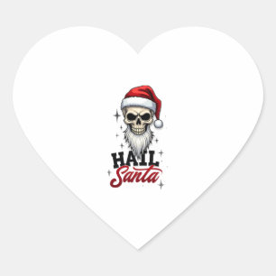 Lustiger Gruß an den Weihnachtsmann Totenkopf Skel Herz-Aufkleber