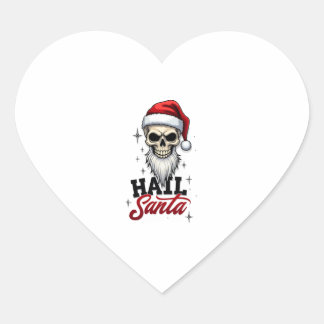 Lustiger Gruß an den Weihnachtsmann Totenkopf Skel Herz-Aufkleber