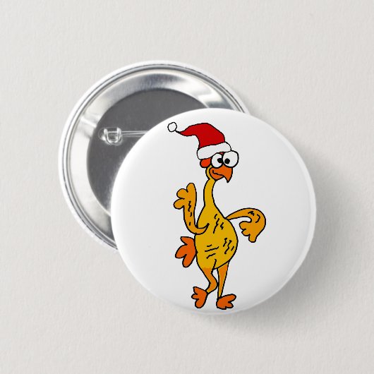 Lustiger Gummihuhn-WeihnachtsCartoon Button (Vorne & Hinten)