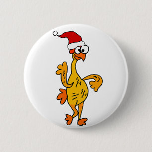 Lustiger Gummihuhn-WeihnachtsCartoon Button