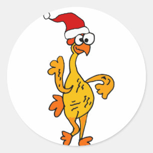 Lustiger Gummihuhn-WeihnachtsCartoon Runder Aufkleber