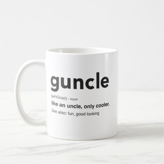 Lustiger Guncle Definitions-Druck Kaffeetasse (Links)