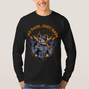 Lustiger Gym-Hund „No Pain Just Gain“ Süße Fitne T-Shirt