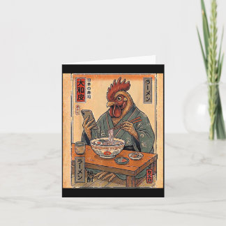 Lustiger Hahn, der Ramen isst Retro-Japanische Ges Karte