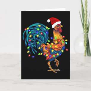Lustiger Hahn Huhn Weihnachtsmann Weihnachtsbeleuc Karte