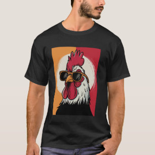 Lustiger Hahn Retro-Hahn-Grafik mit Sonnenbrille T-Shirt