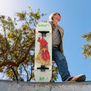 Lustiger Hahn Skateboard Benutzerdefinierter Text