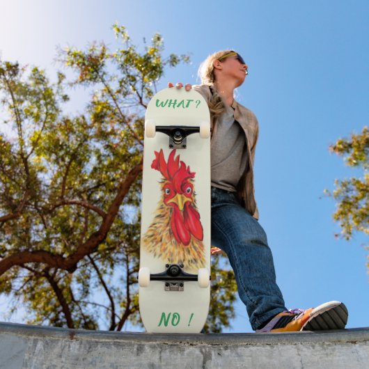 Lustiger Hahn Skateboard Benutzerdefinierter Text (Außenbereich 1)