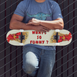 Lustiger Hahn Skateboard Benutzerdefinierter Text