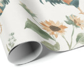 Lustiger Hahn Sonnenblume Geschenkpapier (Rolleneckpunkt)