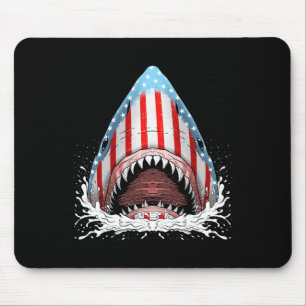 Lustiger Hai Amerikanische Flagge Jawsome 4. Juli Mousepad