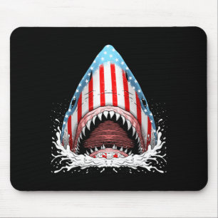 Lustiger Hai amerikanische Flagge jawsome 4. Juli Mousepad