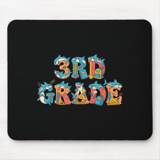 Lustiger Hai Dritte Klasse Zurück zur Schule Kinde Mousepad (Vorne)