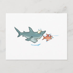 lustiger Hai jagt Fische Postkarte