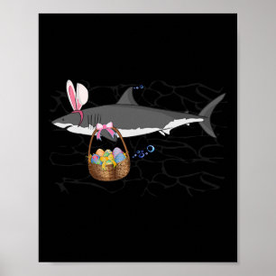 Lustiger Hai mit Oster-Skizze und Hasenohren Oster Poster