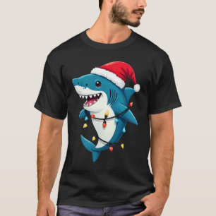 Lustiger Hai mit Weihnachtsmann-Weihnachtsmütze T-Shirt