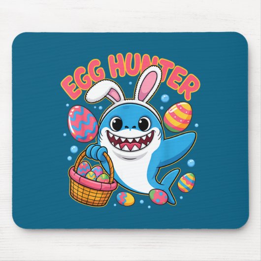 Lustiger Hai-Osterhase süßer Ei-Jäger  Mousepad (Vorne)