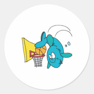 Lustiger Hai spielt Basketball Runder Aufkleber