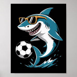 Lustiger Hai spielt Fußball Kunstwerk Tier Sport G Poster
