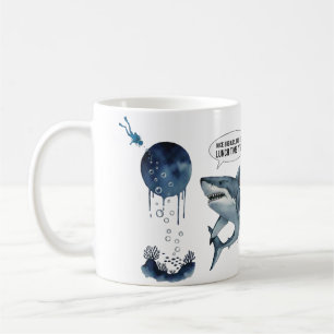 Lustiger Hai und Taucher Kaffeetasse