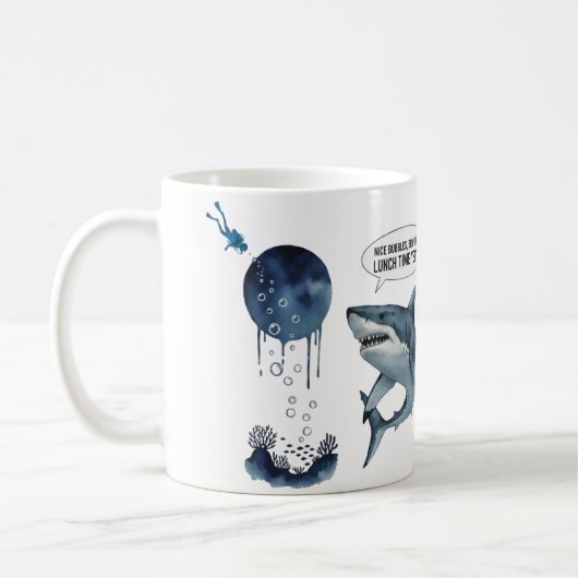 Lustiger Hai und Taucher  Kaffeetasse (Links)