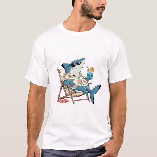 Lustiger Hai-Urlaub T-Shirt (Vorderseite)
