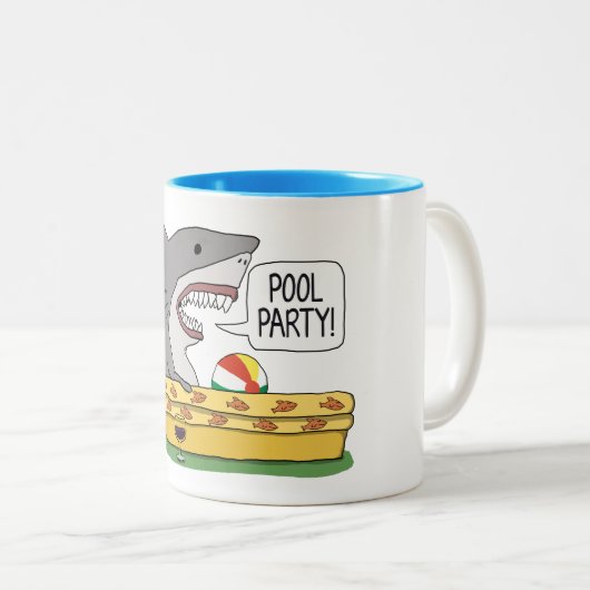 Lustiger Haifisch bereit zum Pool-Party Zweifarbige Tasse (VorderseiteRechts)