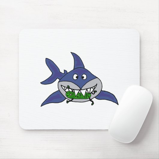 Lustiger Haifisch, der Essiggurken-Mann-Cartoon Mousepad (Mit Mouse)
