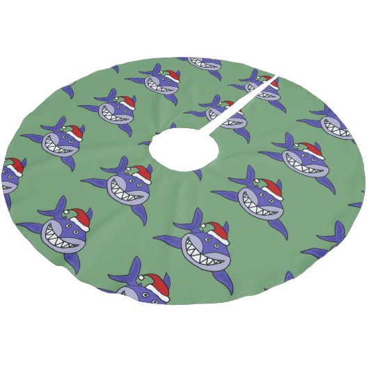 Lustiger Haifisch im Polyester Weihnachtsbaumdecke (Schrägansicht)