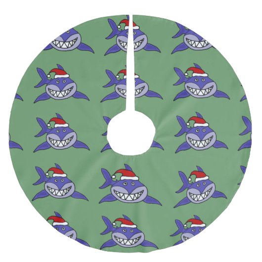 Lustiger Haifisch im Polyester Weihnachtsbaumdecke (Vorderseite)