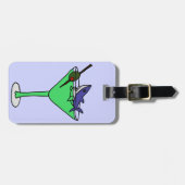 Lustiger Haifisch in grünem Martini-Glas Gepäckanhänger (Vorderseite horizontal)