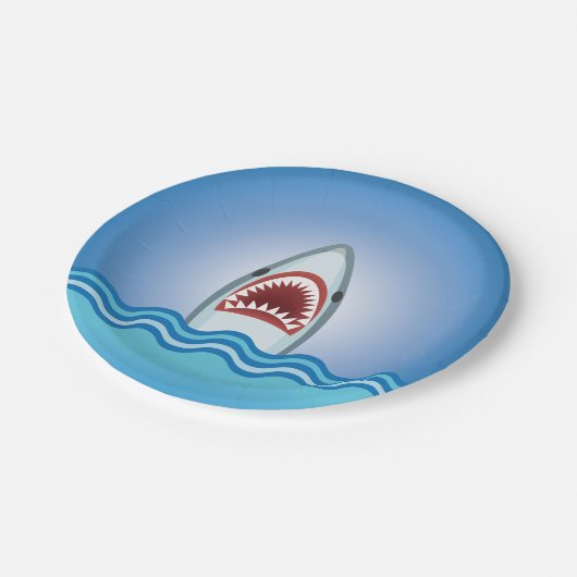 Lustiger Haifisch Pappteller (Schrägansicht)
