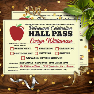 Lustiger Hall-Pass-Lehrerruhestandsfeier Einladung